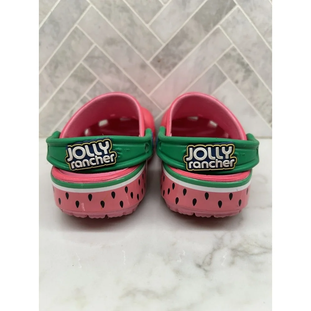 Crocs Jolly Rancher Watermelon Kids Clogs Size‎ 7C Pink Green Jibbitz Charms